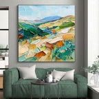 Colorful Landscape Impasto Abstract Painting with Vivid Terrain WINK074
