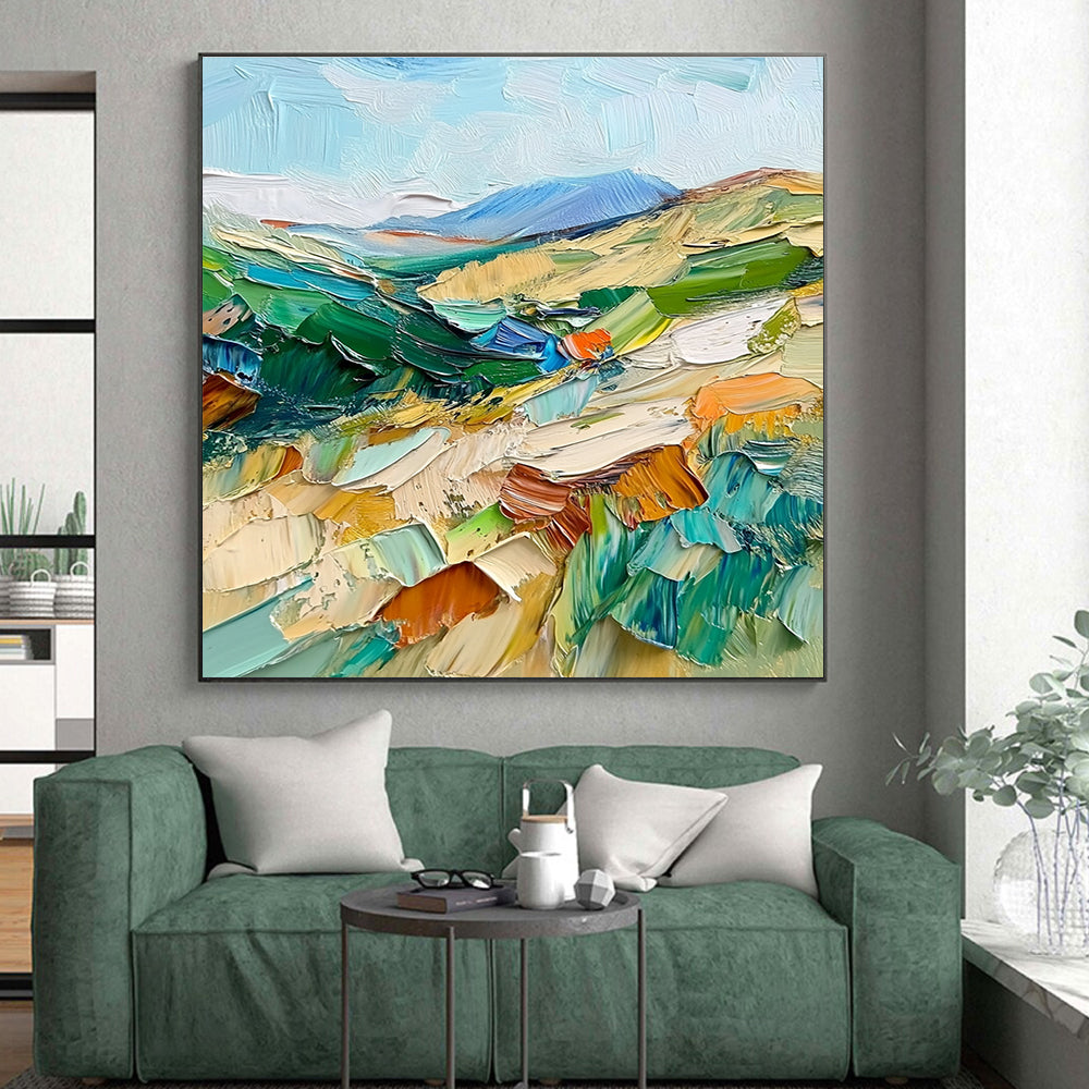 Colorful Landscape Impasto Abstract Painting with Vivid Terrain WINK074