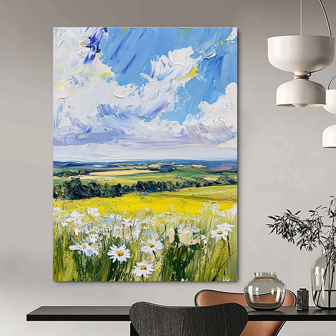 Rolling Fields Landscape Abstract Painting with Impasto Techniques GAB0014
