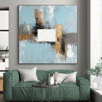 Blue Gold Gray Abstract Painting with Modern Sophistication WINK555