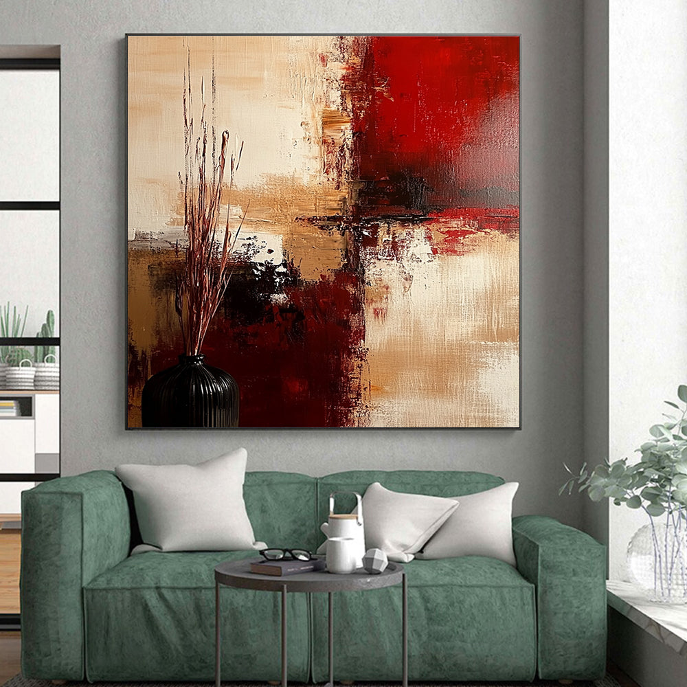 Red Brown Abstract Painting with Warm Intensity WINK728
