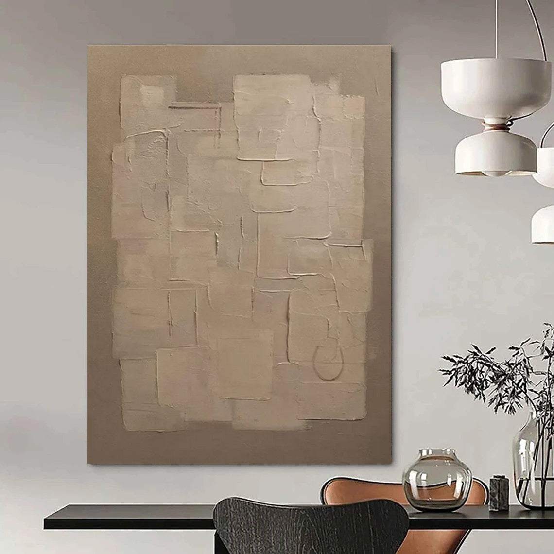 Beige Textured Abstract Painting for Timeless Home Interiors HENG489