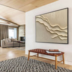 Beige Wavy Textured Art Abstract Painting with Tactile Minimalism ABS610