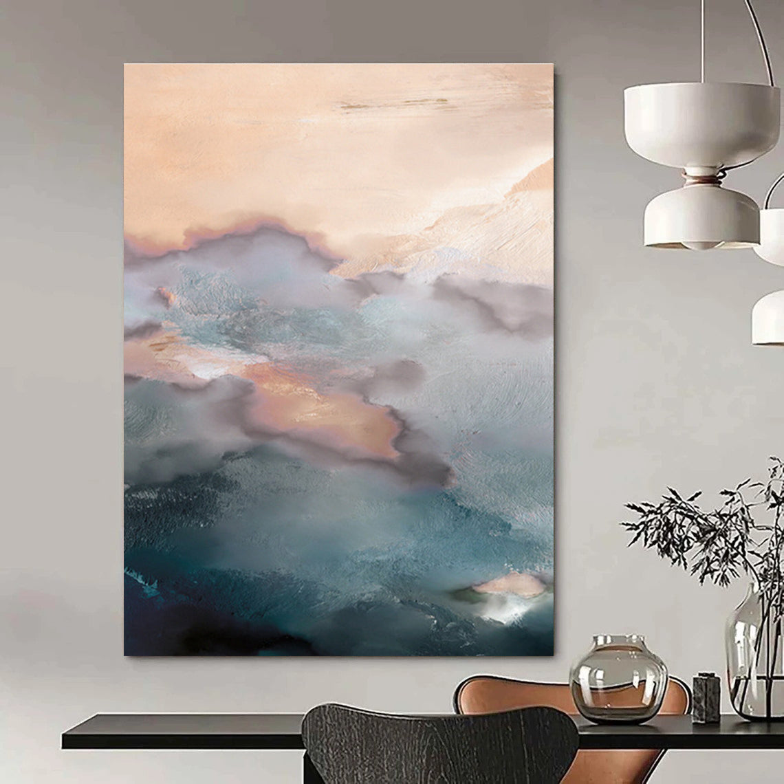 Soft - Hued Cloud Abstract Painting for Coastal - Themed Bedrooms HENG164