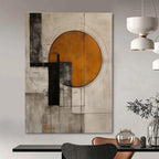 Geometric Abstract with Orange Circle Painting for Modern Offices GAB1131
