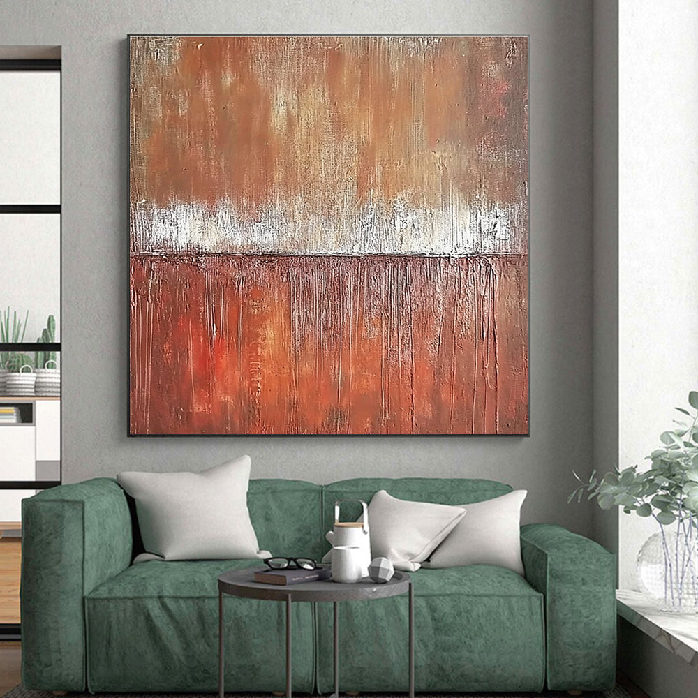 Brown and White Textured Divide Abstract Painting with Earthy Warmth WINK029