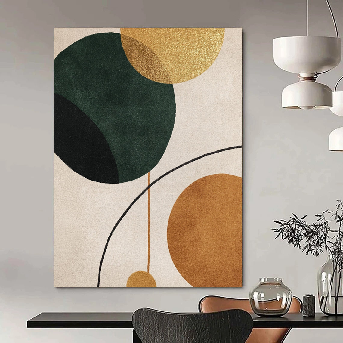 Geometric Circle Abstract Painting for Modern - Styled Dining Rooms GAB0963