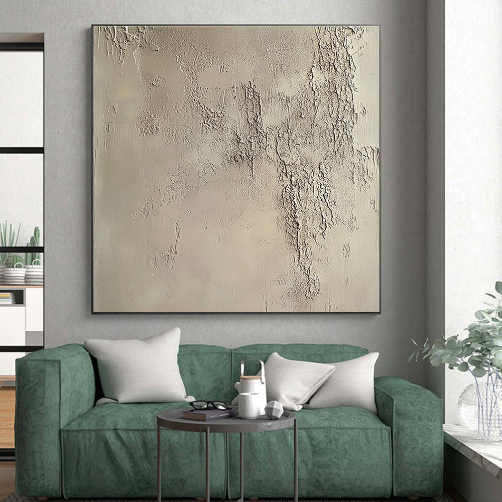 Textured Beige Plaster Abstract Painting with Raw Authenticity WINK271