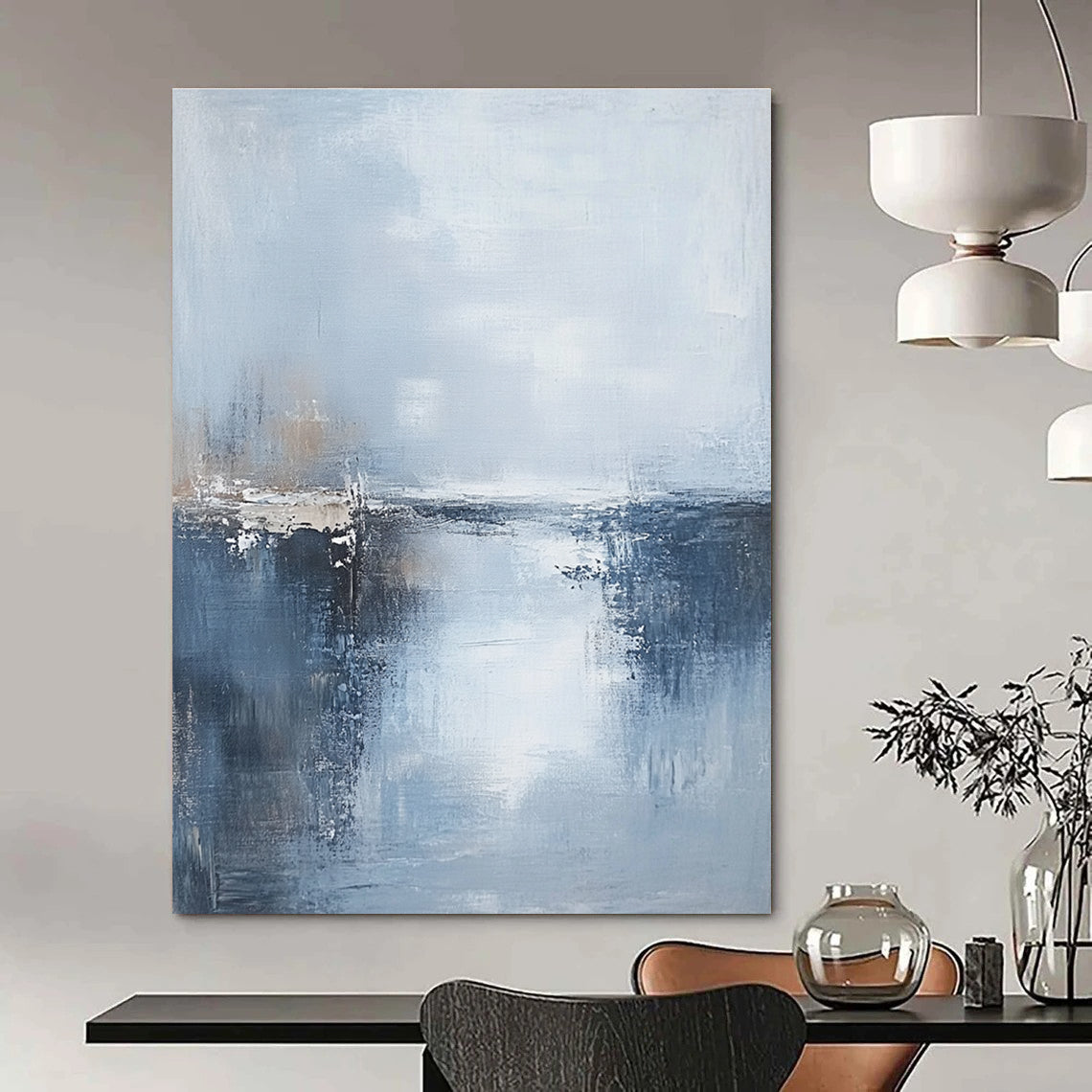 Light Blue Abstract Landscape Painting for Serene Spaces GAB0730