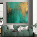 Teal Gold Textured Abstract Painting with Rich Layers WINK708