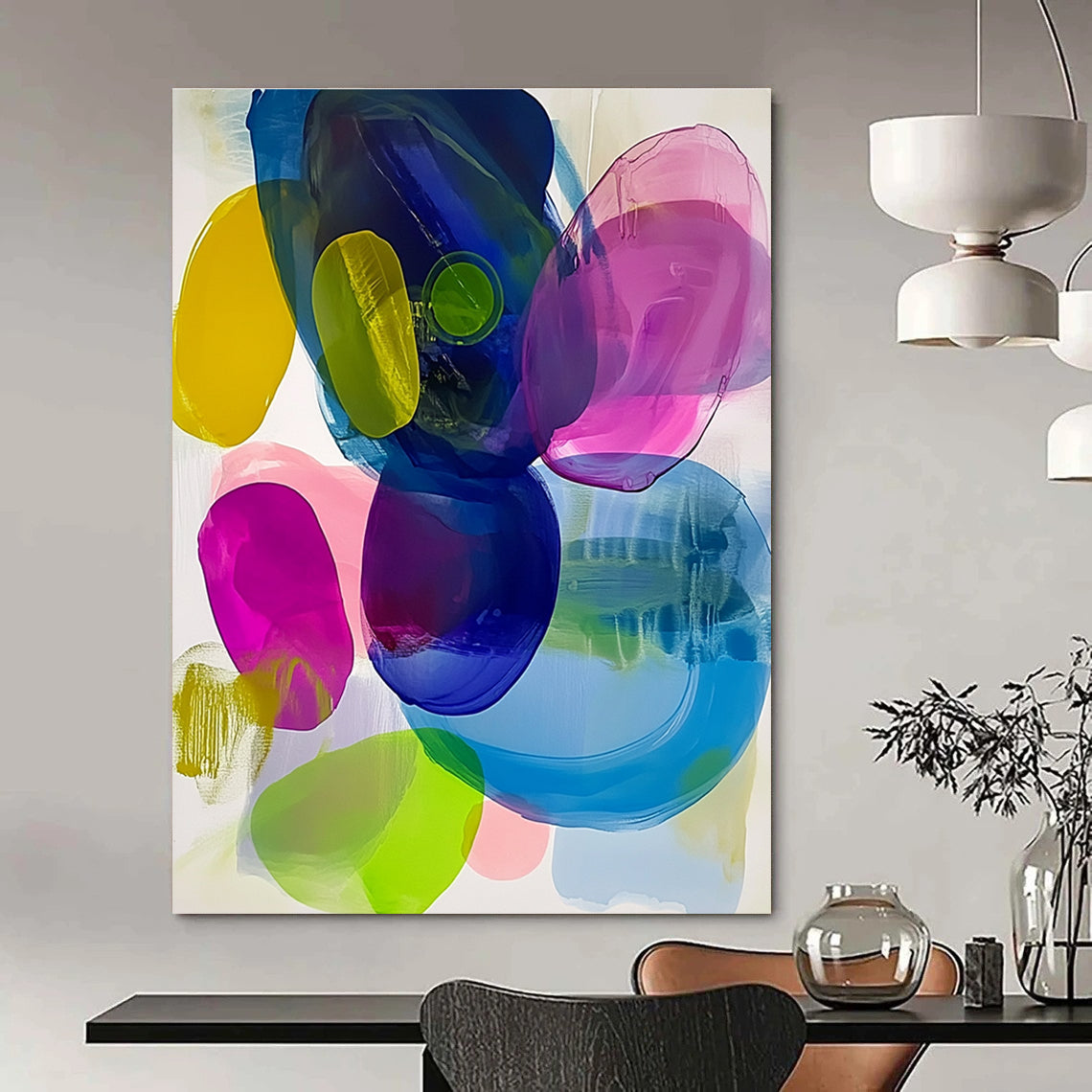 Colorful Transparent Shapes Abstract Painting for Creative Studios GAB0772