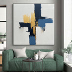 Blue - Gold Abstract Cross Painting with Modern Elegance WINK440