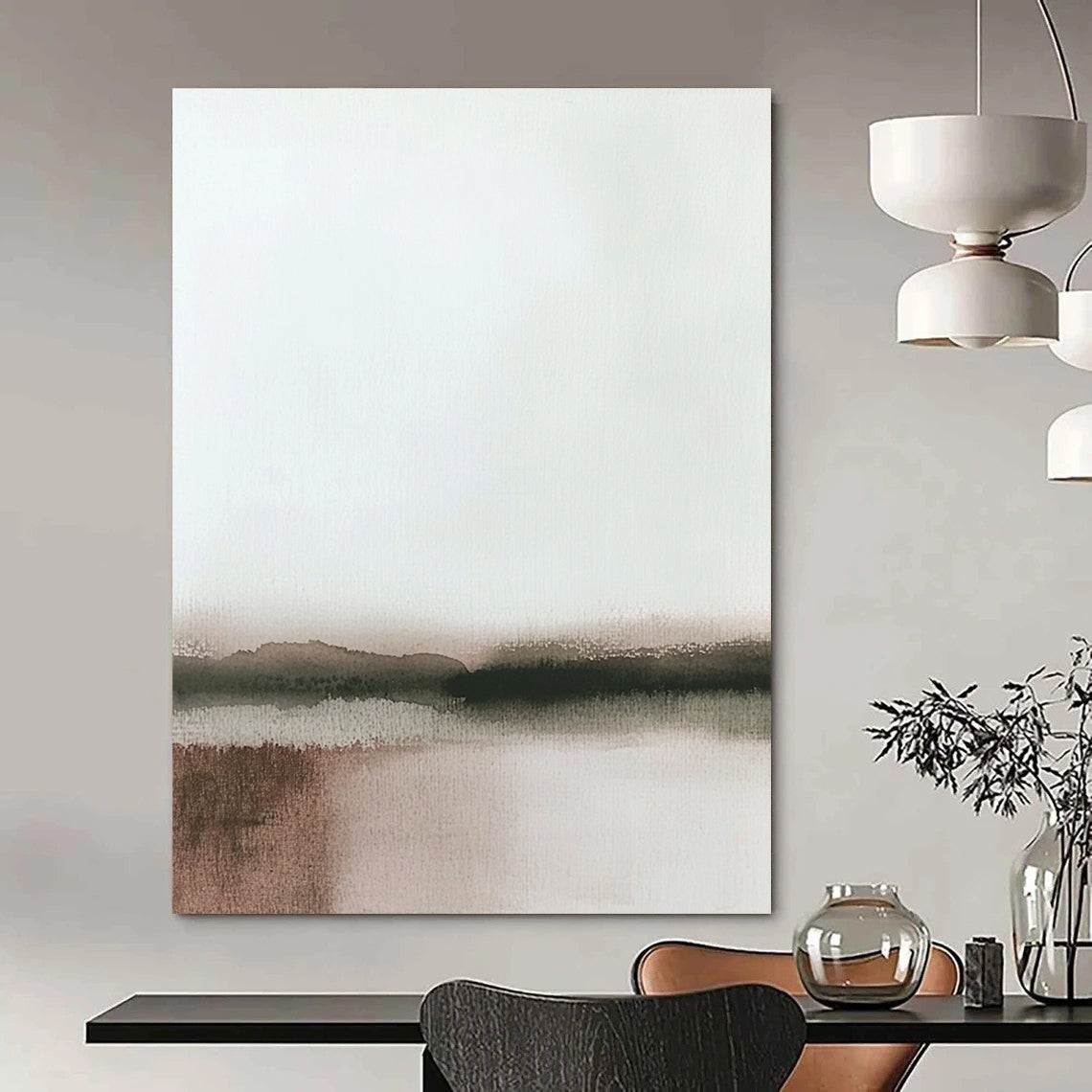 Minimalist Monochrome Landscape - Subtle Watercolor Abstraction GAB0391