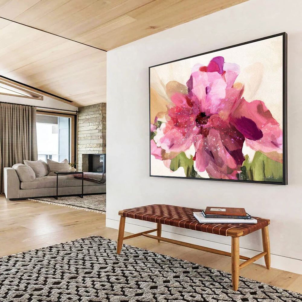 Pink Flower Abstract Painting for Feminine Boutique Dressing Rooms YHT405