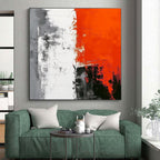 Red Gray White Abstract Painting with Bold Contrast WINK450