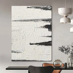 Black - White Textured Landscape Abstract Painting for Serene Home Offices HENG384