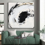 Black White Textured Abstract Painting with Minimalist Depth WINK507