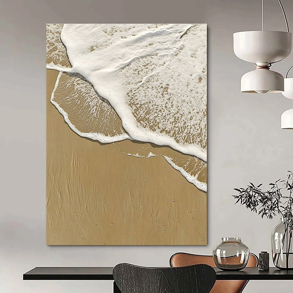 Beach Wave Foam Serene Coastal Abstract Painting GAB0310