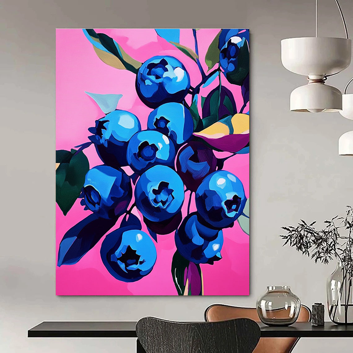 Blueberries on Pink - Pop Art Still Life GAB0387