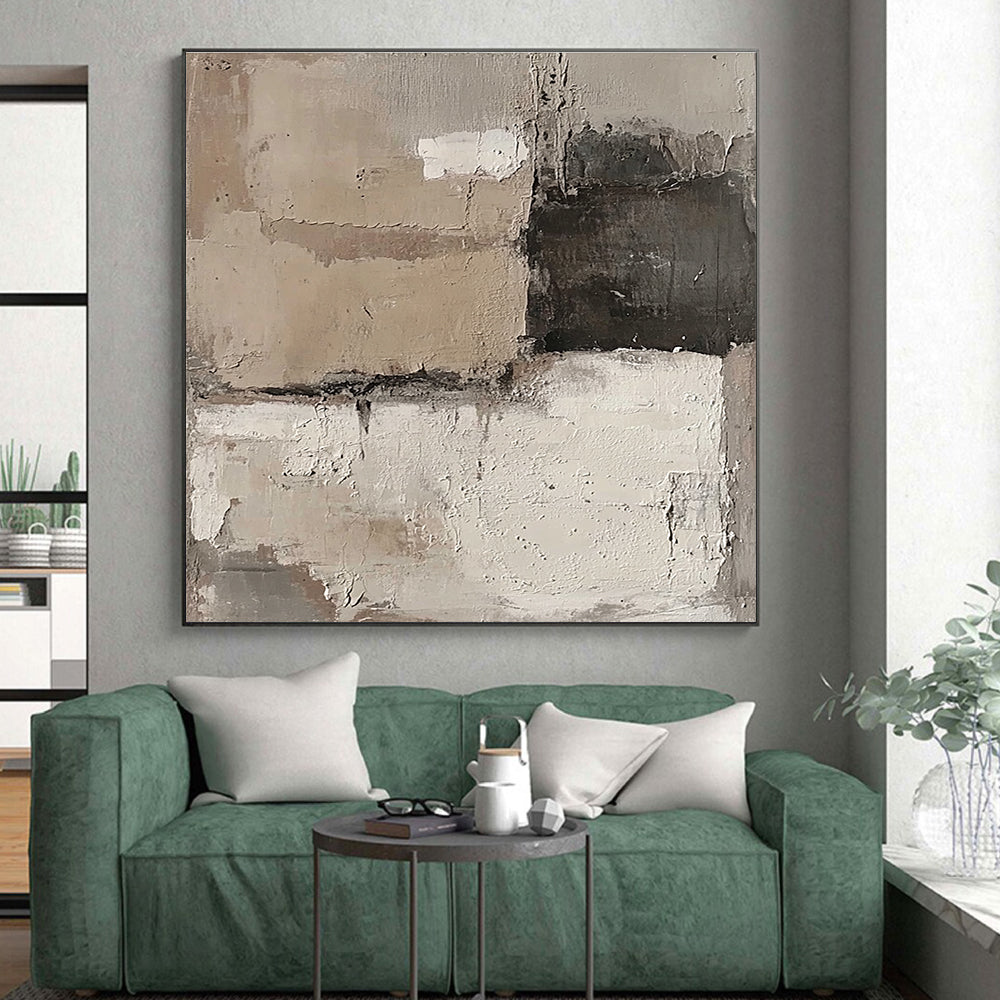 Beige Gray Black Abstract Painting with Subtle Nuance WINK453