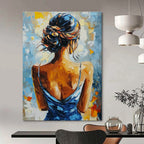 Mysterious Woman Back Abstract Painting with Bold Colors GAB0018