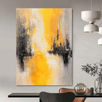 Yellow and Gray Abstract Painting for Minimalist Bedroom Interiors GAB1187