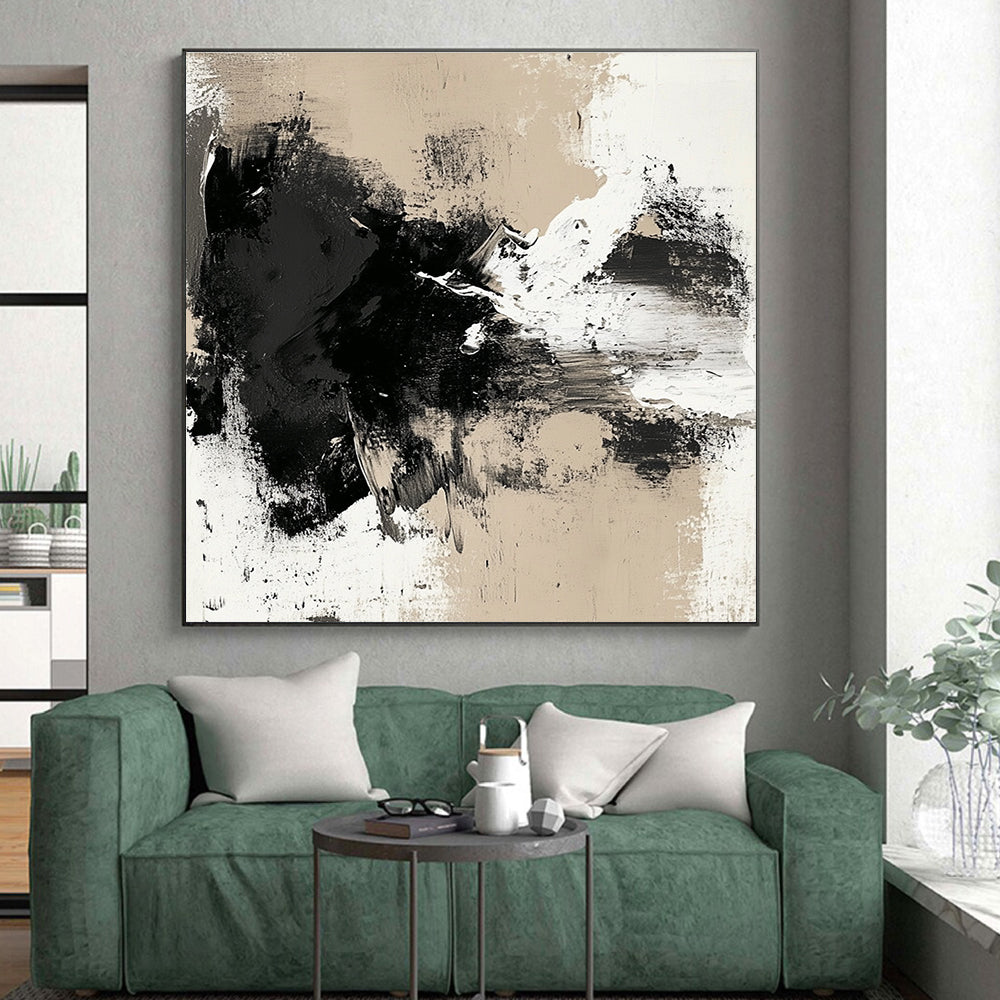 Beige - Toned Abstract Expression Painting with Subtle Drama WINK352
