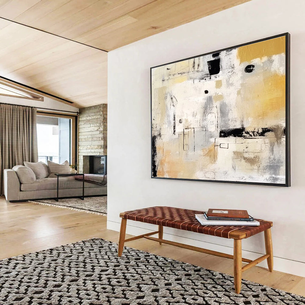 Neutral - Toned Abstract Painting for Subtle Elegance YHT060