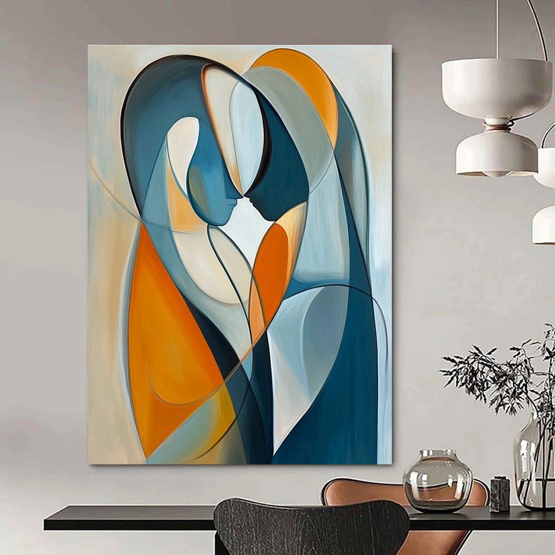 Curved Figure Abstract Painting for Romantic Restaurant Private Dining GAB1174