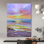 Dreamy Colorful Seaside Sunset Abstract Painting for Relaxing Spaces HENG261