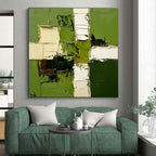 Green White Brown Abstract Painting with Lush Forest Inspirations WINK478