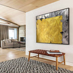 Bold Yellow Block Abstract Painting for High - Energy Spaces YHT153