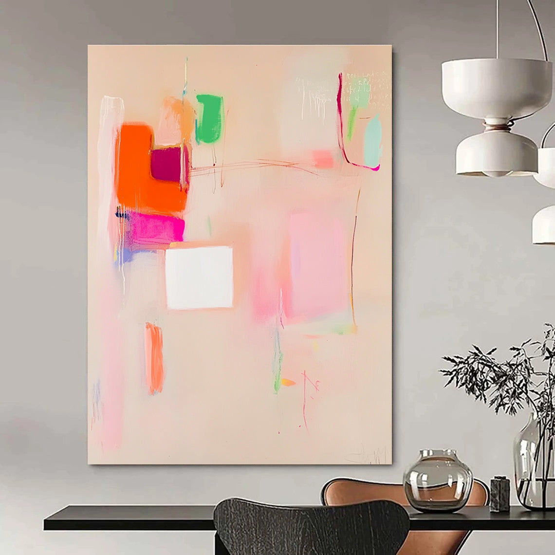 Pastel Color Block Abstract Painting for Bohemian - Style Cafes GAB1211