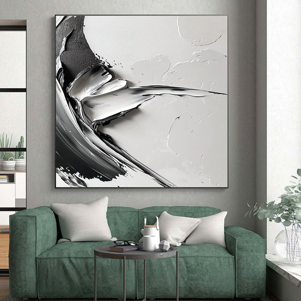 Gray - Toned Abstract Swirl Painting with Quiet Dynamism WINK355