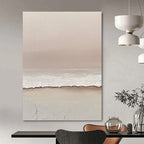 Minimalist Beige and White Abstract Painting of Quiet Serenity GAB0086