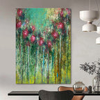 Vibrant Floral Abstract Painting for Lively Garden Cafes HENG456