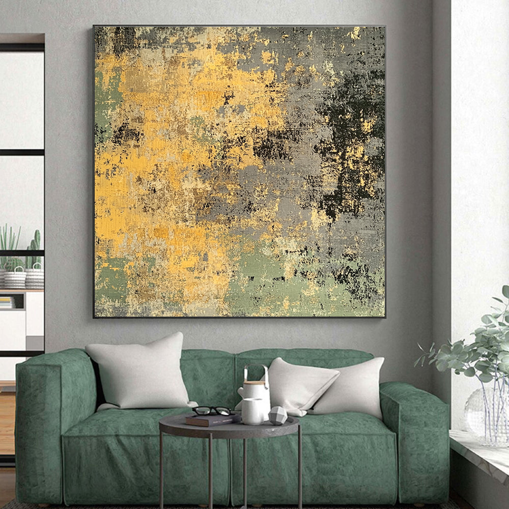 Yellow - Gray Abstract Rug with Rustic Charm WINK403