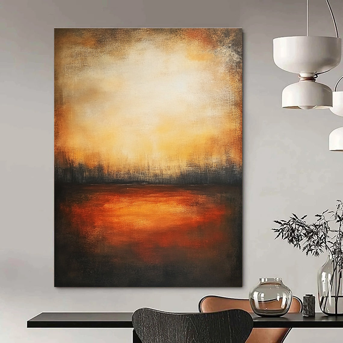 Sunset Field Abstract - Warm Landscape Artwork GAB0543