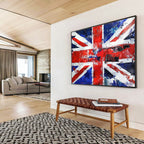 Textured Union Jack with Distressed Look Abstract Painting ABS359