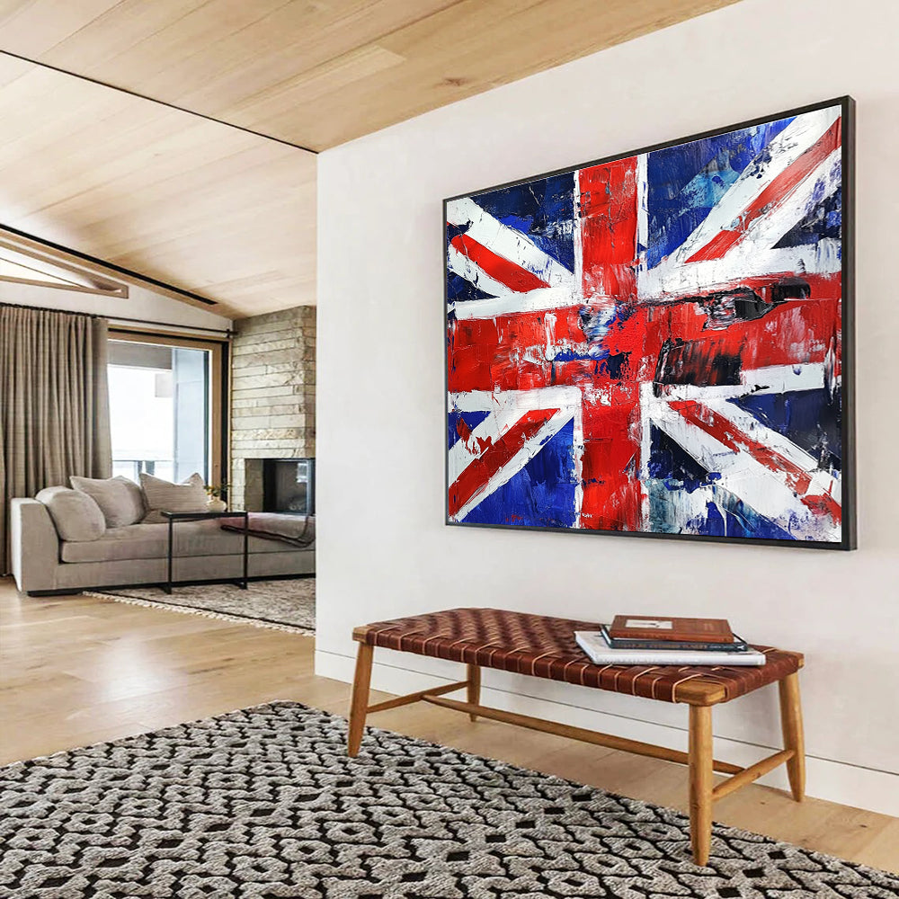 Textured Union Jack with Distressed Look Abstract Painting ABS359