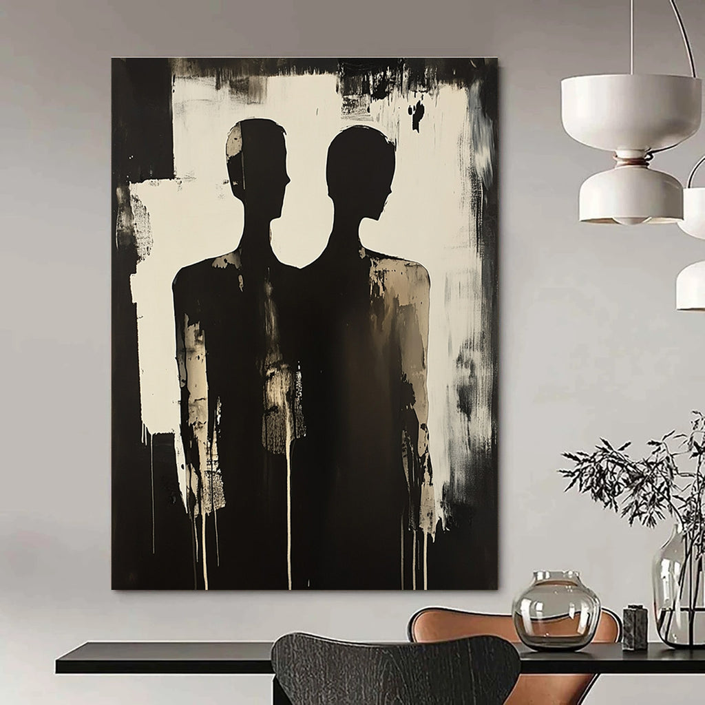 Paired Silhouettes Abstract Painting with Dramatic Contrast GAB0025