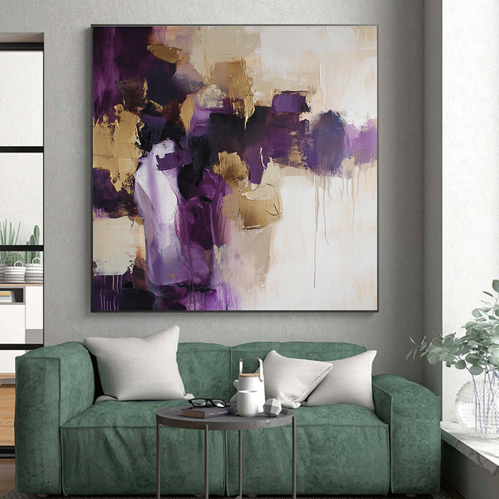 Purple Gold Beige Abstract Painting with Luxurious Warmth WINK462