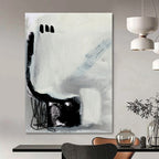 Minimalist Black - White Abstract Painting for Modern Art - Themed Bedrooms HENG205
