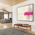 Minimalist Pink Strokes Artwork for Modern Spaces, Exploring Simplicity and Visual Tension Abstract Painting ABS141