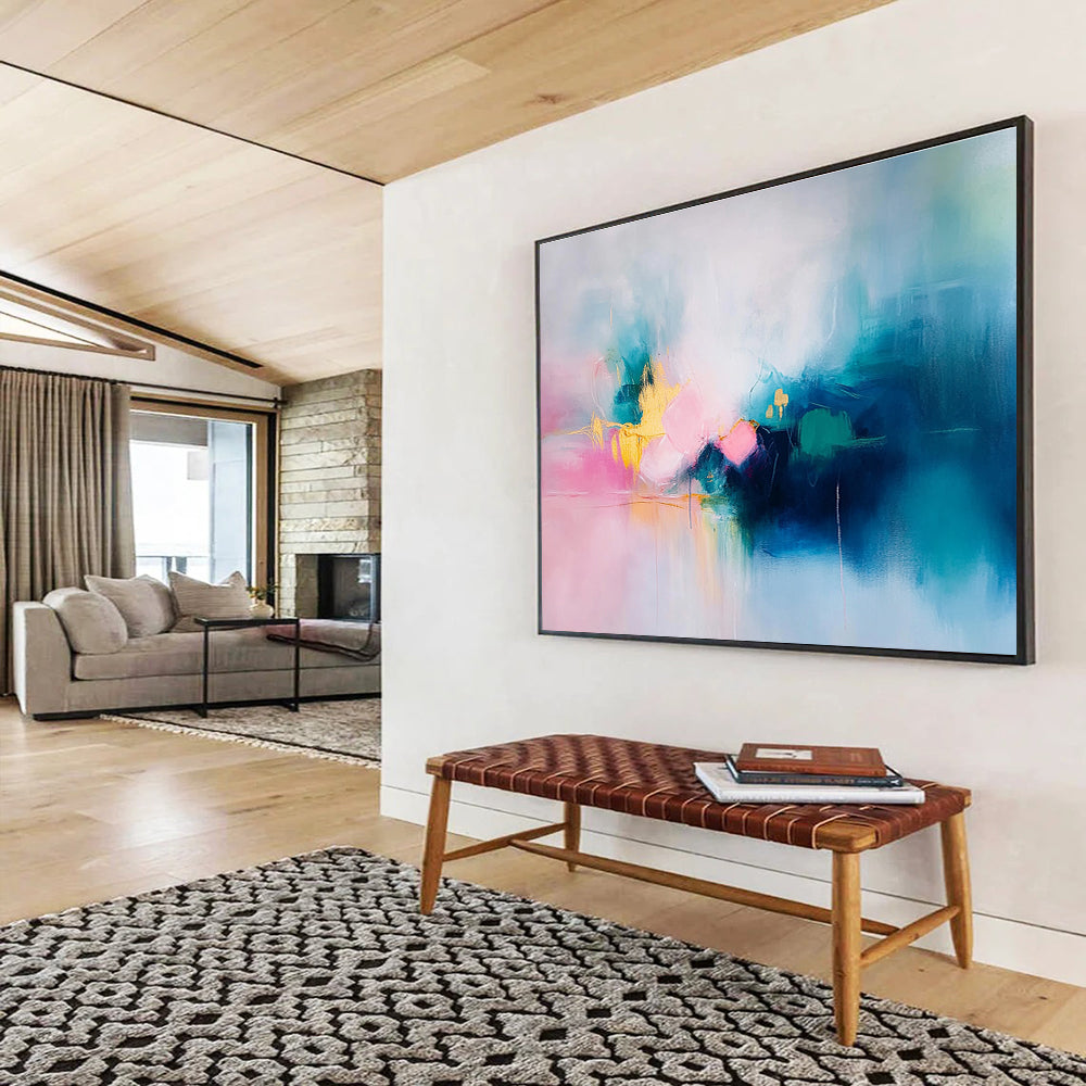 Dreamy Color Fusion Abstract Painting with Soft Blended Tones ABS541