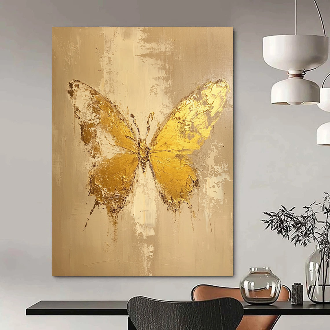 Golden Butterfly Abstract Painting for Elegant Spaces GAB0720