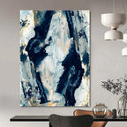 Dynamic Blue - Black Abstract Forms Painting for Dramatic Interiors HENG244