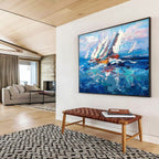Sailing Boat Abstract Painting for Nautical - Inspired Living Rooms YHT472