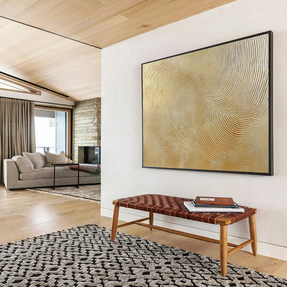 Luxurious Golden Waves Art Celebrating Opulence and Dynamic Movement Abstract Painting ABS150