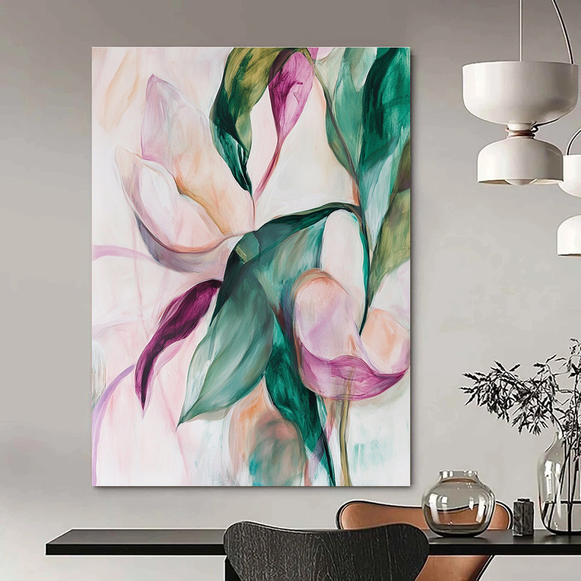 Soft Floral Abstract Painting for Romantic Bedrooms GAB0774